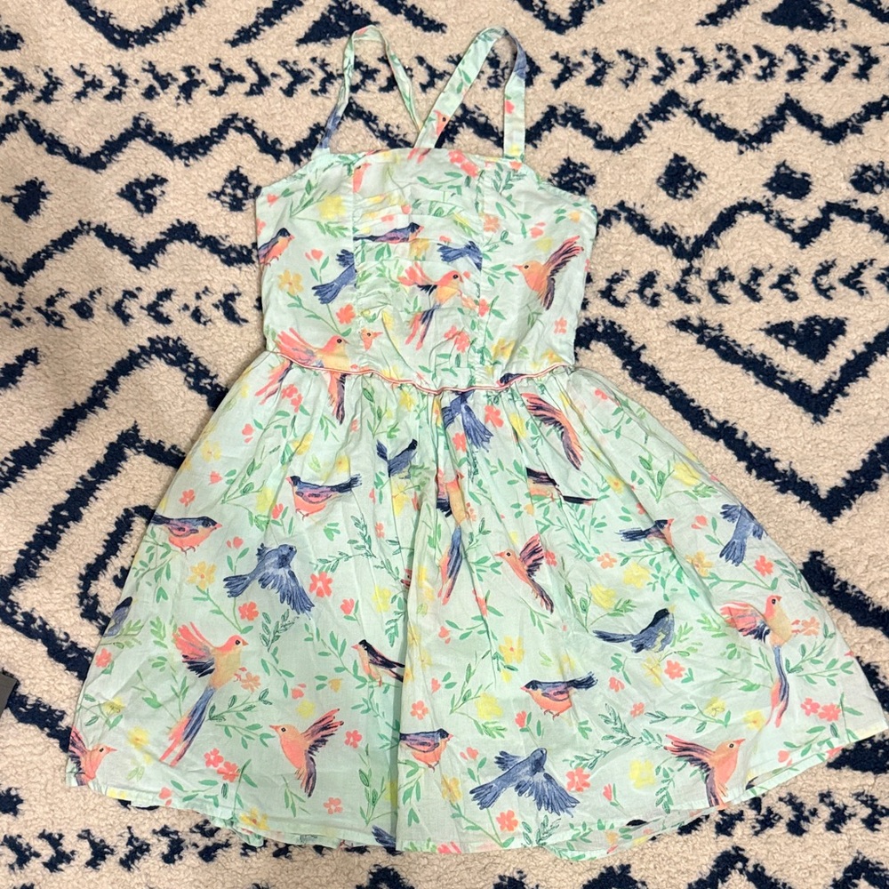 Mint Bird Print Sundress for Girls